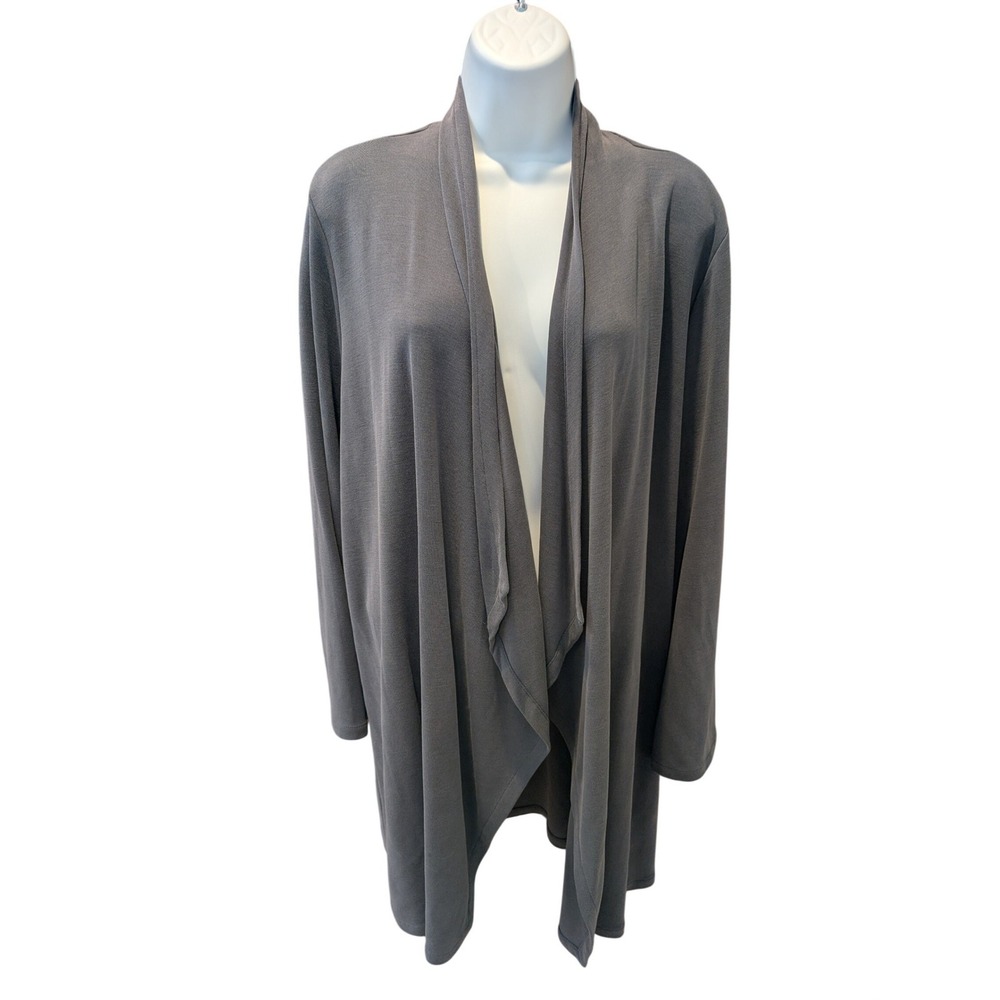Pure Jill Womens Gray Modal Rayon Draped Open Front Cardigan Sweater Large